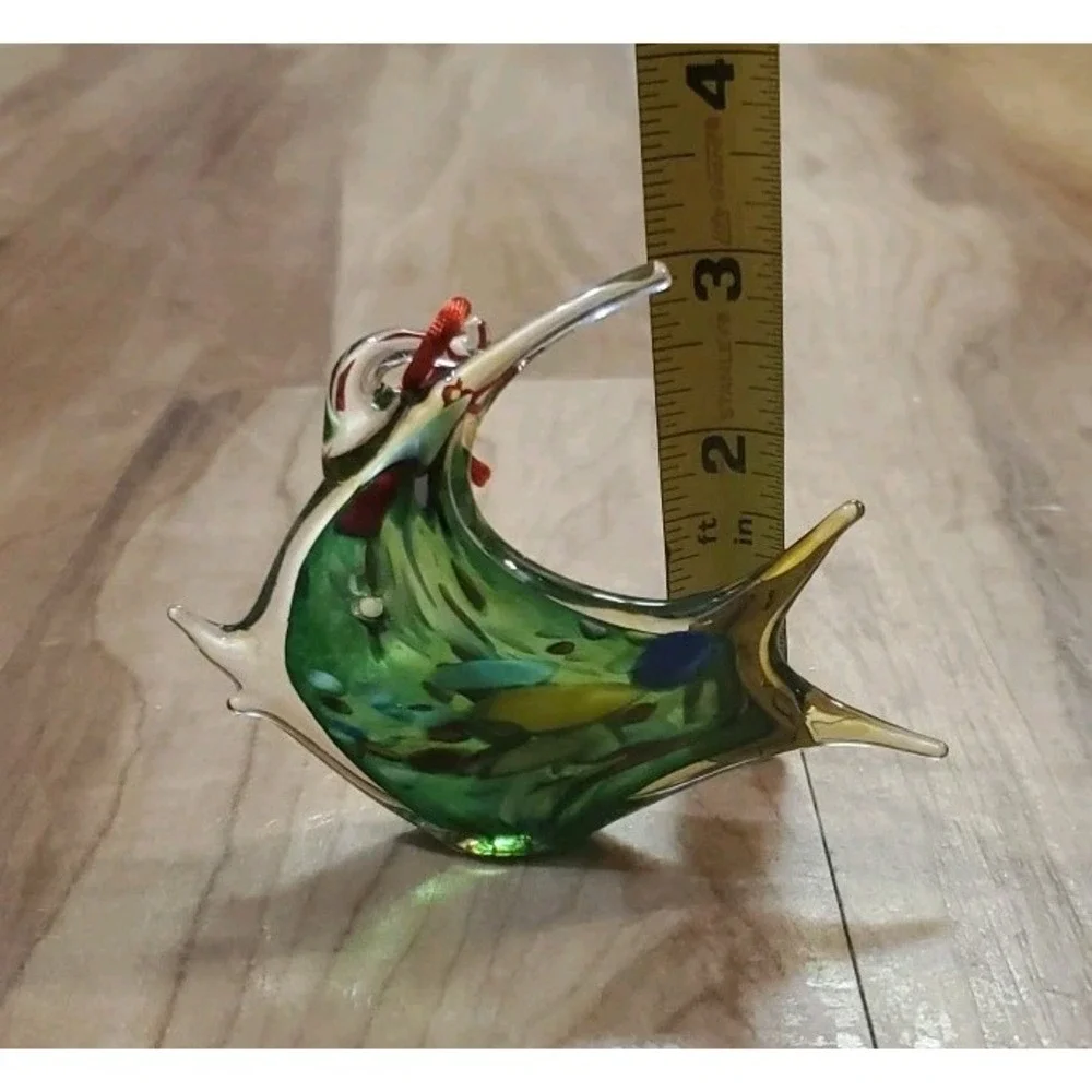 Blown Glass Fish Christmas Ornament Green Clear Multicolor Island Glass Blowing